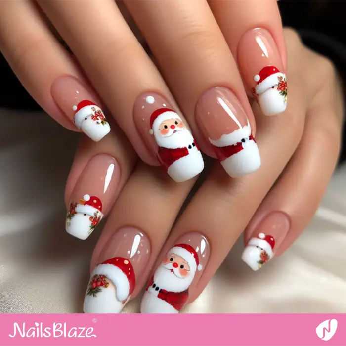 Glossy French Santa Claus Nails | Christmas | Winter - NB1319